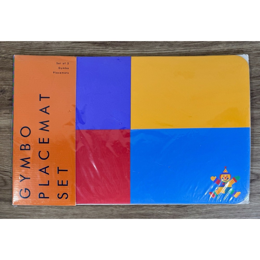 Gymboree 1996 Vintage Gymbo Placemat Set NEW Color Block Primary Rainbow Tag HTF